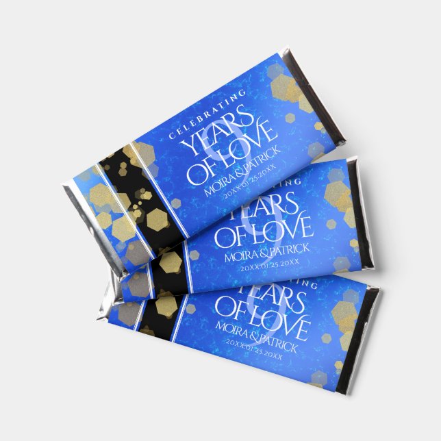 Elegant 9th Lapis Lazuli Wedding Anniversary Hershey Bar Favors (Front)