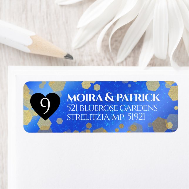 Elegant 9th Lapis Lazuli Wedding Anniversary Label (Insitu)