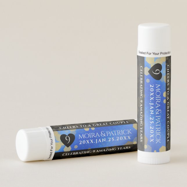 Elegant 9th Lapis Lazuli Wedding Anniversary Lip Balm (Front)