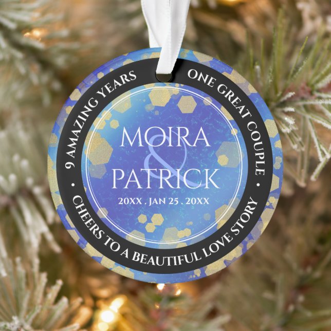 Elegant 9th Lapis Lazuli Wedding Anniversary Ornament (Tree)