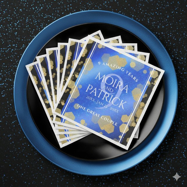 Elegant 9th Lapis Lazuli Wedding Anniversary Paper Dinner Napkins (Elegant 9th Lapis Lazuli Wedding Anniversary Napkins Cover Photo)