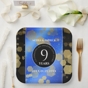 Elegant 9th Lapis Lazuli Wedding Anniversary Paper Plates
