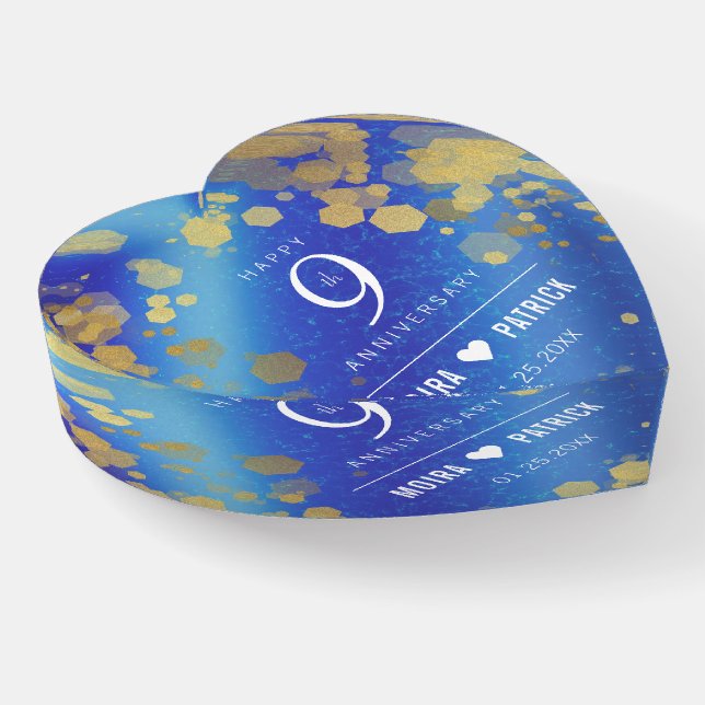 Elegant 9th Lapis Lazuli Wedding Anniversary Paperweight (Angled)