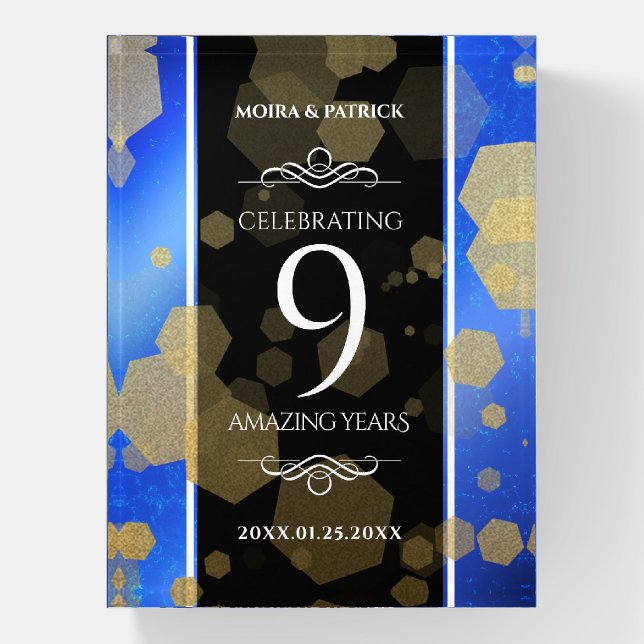 Elegant 9th Lapis Lazuli Wedding Anniversary Paperweight (Vertical)
