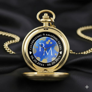 Elegant 9th Lapis Lazuli Wedding Anniversary Pocket Watch