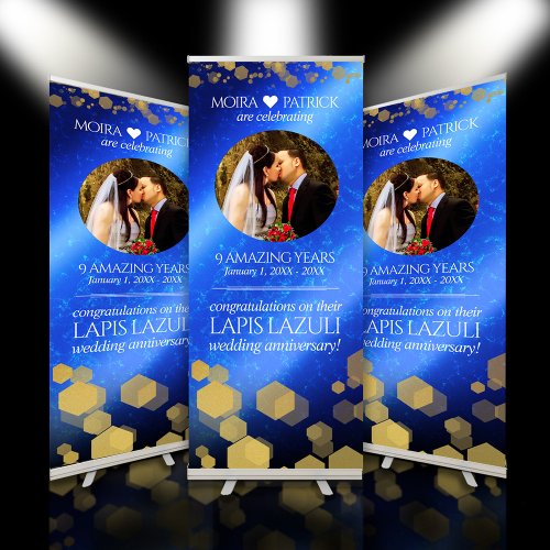 Elegant 9th Lapis Lazuli Wedding Anniversary Retractable Banner