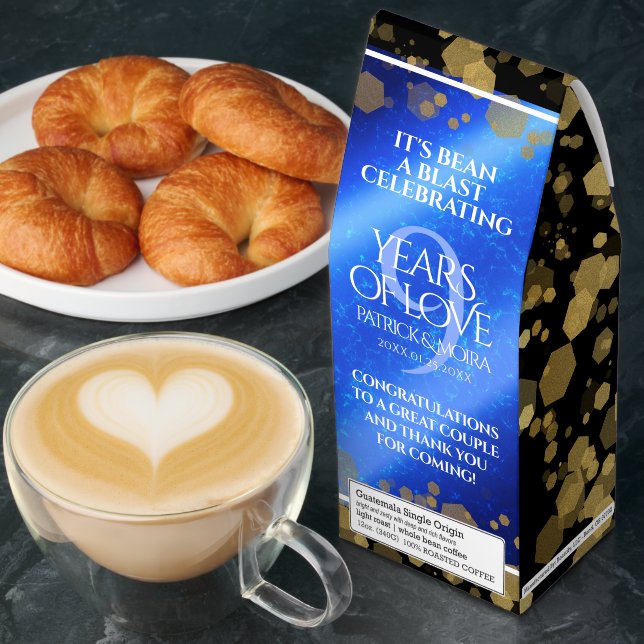 Elegant 9th Lapis Lazuli Wedding Anniversary Roasted Coffee (Breakfast)