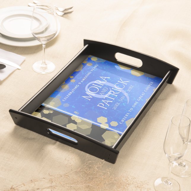 Elegant 9th Lapis Lazuli Wedding Anniversary Serving Tray (Front)