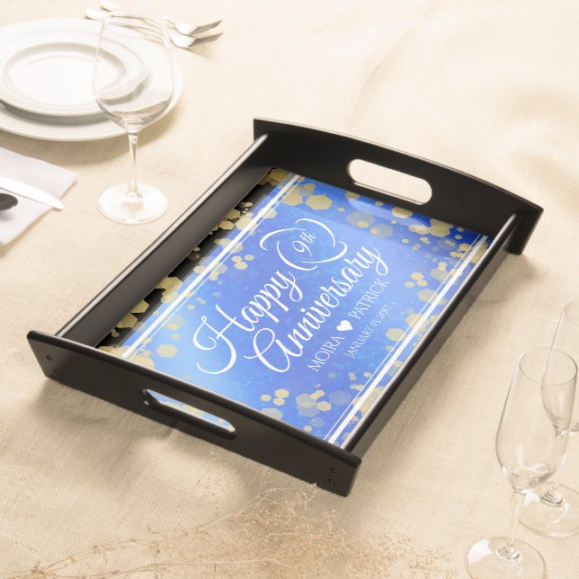 Elegant 9th Lapis Lazuli Wedding Anniversary Serving Tray (Front)