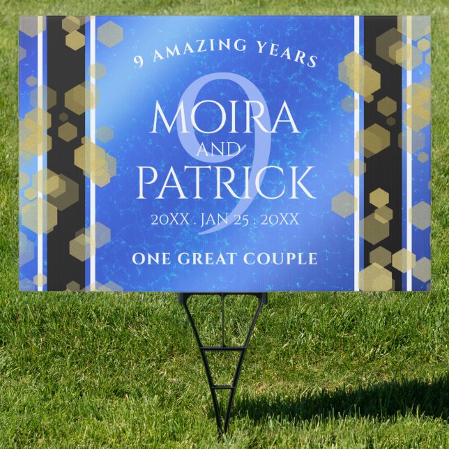 Elegant 9th Lapis Lazuli Wedding Anniversary Sign (Insitu)