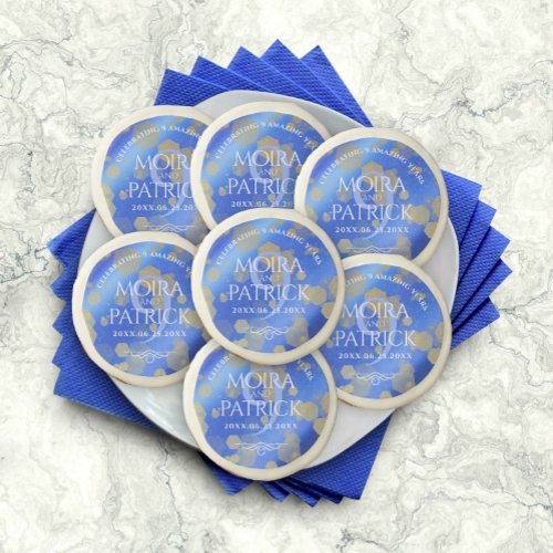 Elegant 9th Lapis Lazuli Wedding Anniversary Sugar Cookie