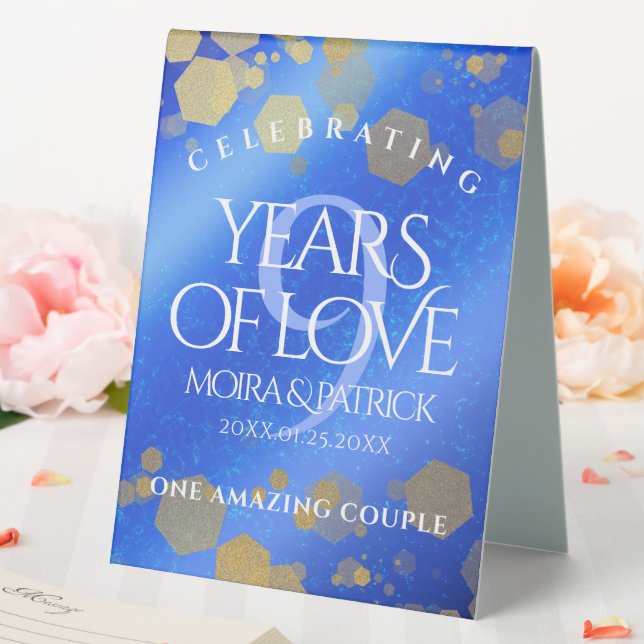 Elegant 9th Lapis Lazuli Wedding Anniversary Table Tent (In SItu (Wedding))