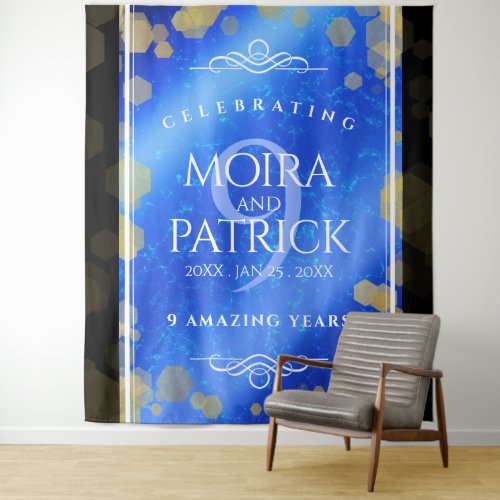 Elegant 9th Lapis Lazuli Wedding Anniversary Tapestry