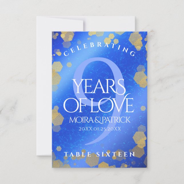 Elegant 9th Lapis Lazuli Wedding Anniversary Thank You Card (Front)