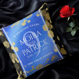 Elegant 9th Lapis Lazuli Wedding Anniversary Throw Pillow