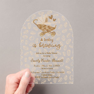 Elegant A Baby is Brewing Coffee Baby Shower Acrylic Invitations