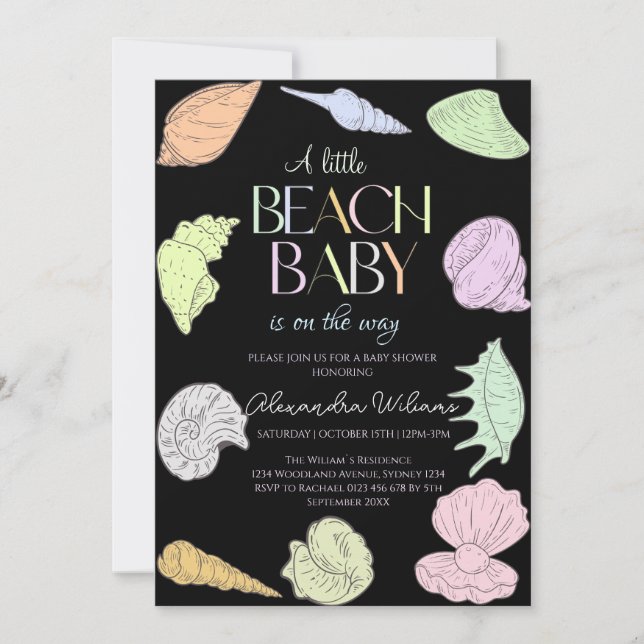 Elegant A Little Beach Babe Baby Shower   Invitation (Front)