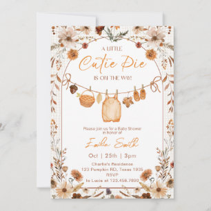 Elegant A little Cutie Pie Boho autumn Baby shower Invitation