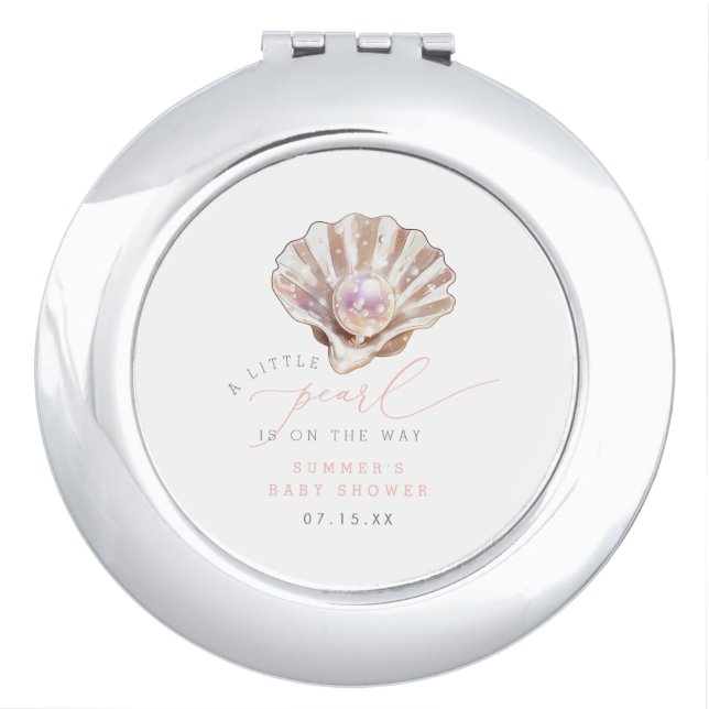 Elegant A Little Pearl Is On The Way Baby Shower Compact Mirror (Front)