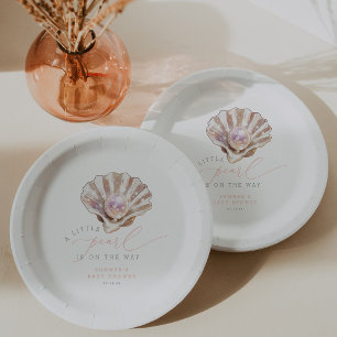Elegant A Little Pearl Is On The Way Baby Shower Paper Plates