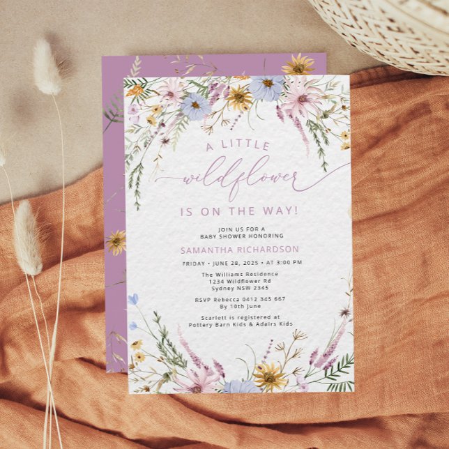Elegant A Little Wildflower Baby Shower Invitation (Creator Uploaded)