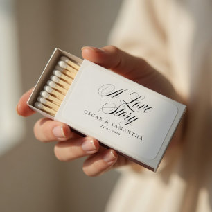 Elegant “A Love Story” Script Matchboxes