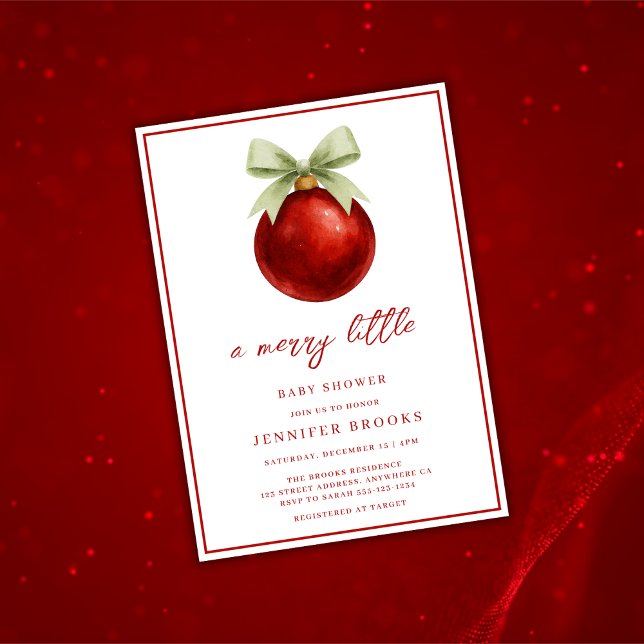 Elegant A Merry Little Christmas Baby Shower Invitation (Creator Uploaded)