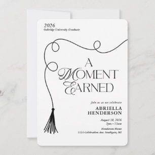 Elegant A Moment Earned Tassel Graduation Invitation