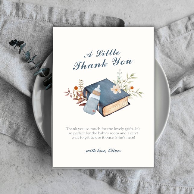 Elegant A New Chapter Book Bottle Baby Shower  Thank You Card (Elegant A New Chapter Book Bottle Baby Shower Thank You Card)