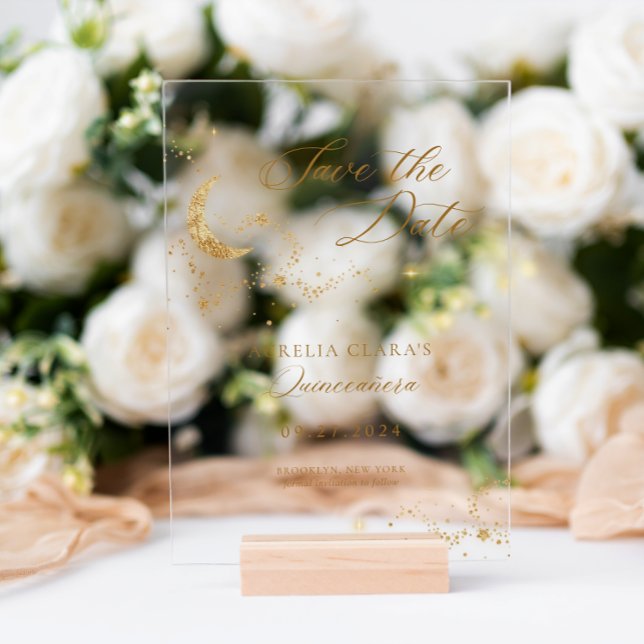 Elegant A Night Under the Stars Quinceañera Acrylic Invitations (Creator Uploaded)
