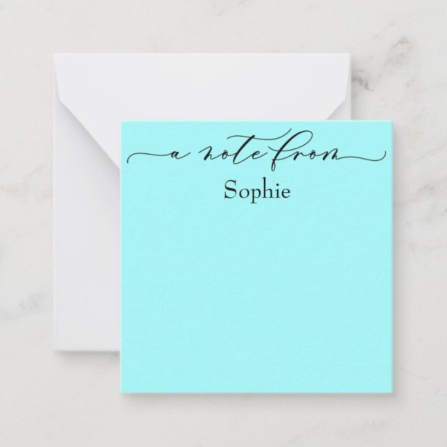 Elegant "A Note From" in Simple Aqua (Front)