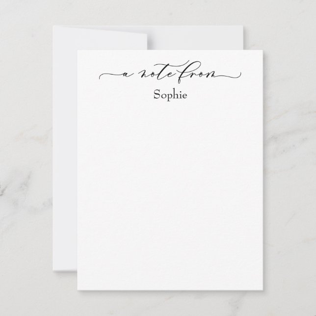 Elegant "A Note From" in Simple Black & White (Front)