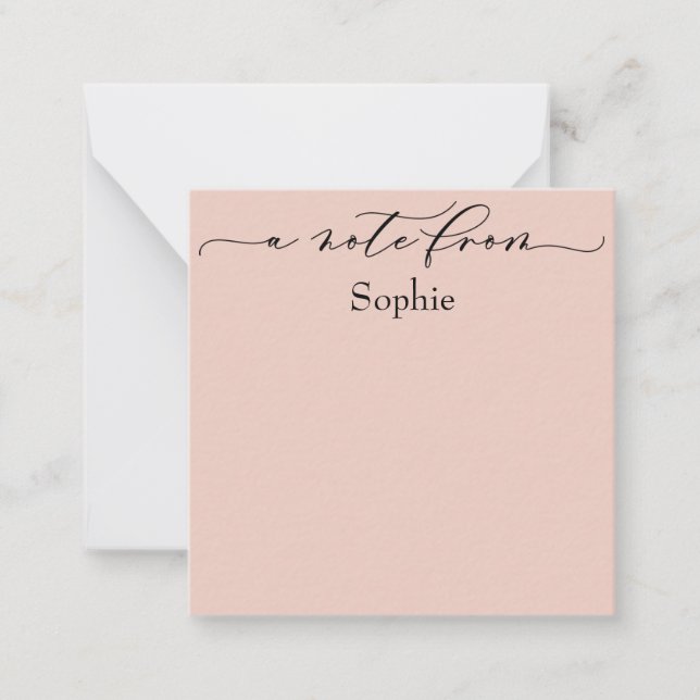 Elegant "A Note From" in Simple Blush Pink (Front)