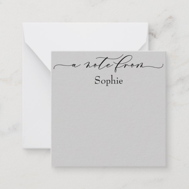 Elegant "A Note From" in Simple Light Gray Card (Front)