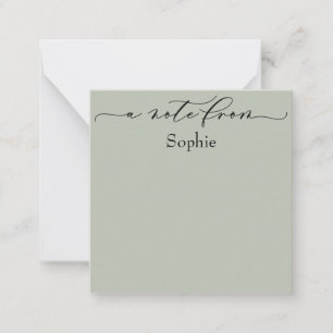 Elegant "A Note From" in Simple Sage Green