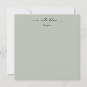 Elegant "A Note From" Simple Card in Sage Green