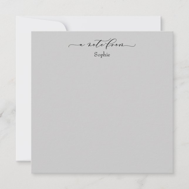 Elegant "A Note From" Simple Card Light Gray (Front)