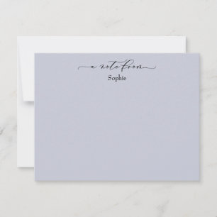 Elegant "A Note From", Simple in Dusty Blue Card