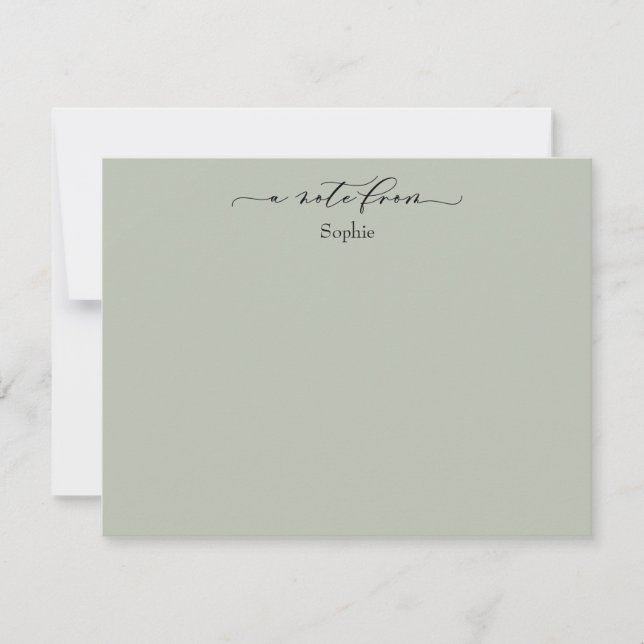 Elegant "A Note From", Simple in Sage Green (Front)