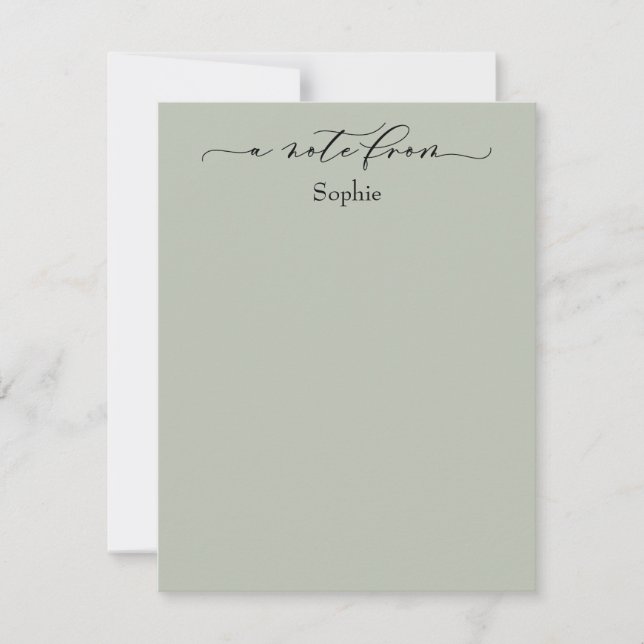 Elegant "A Note From" Simple Sage Green (Front)