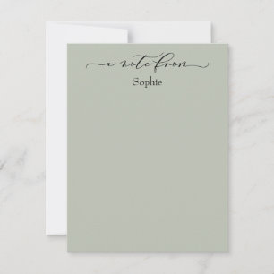 Elegant "A Note From" Simple Sage Green Card