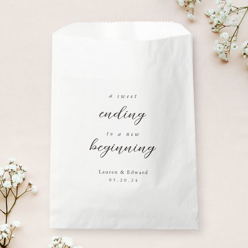 Elegant A Sweet Ending to a New Beginning Wedding Favor Bag