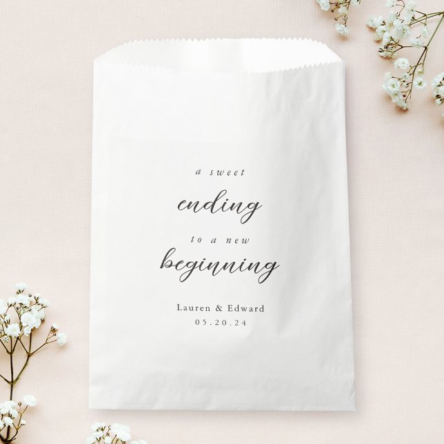 Elegant A Sweet Ending to a New Beginning Wedding Favor Bag (Creator Uploaded)