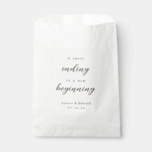 Elegant A Sweet Ending to a New Beginning Wedding Favor Bag