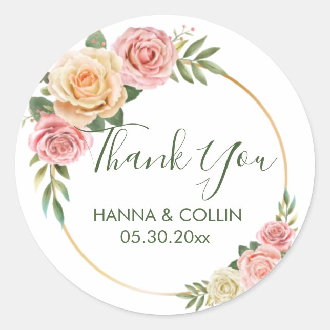 Elegant A Sweet Thank You Wedding Favor Classic Ro Classic Round Sticker (Front)