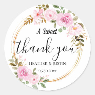 Elegant A Sweet Thank You Wedding Favor Classic Round Sticker