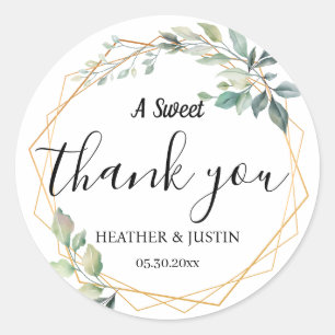 Elegant A Sweet Thank You Wedding Favor Classic Round Sticker
