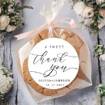 Elegant A Sweet Thank You Wedding Favor  Classic Round Sticker<br><div class="desc">Elegant A Sweet Thank You Wedding Favor Classic Round Sticker.</div>