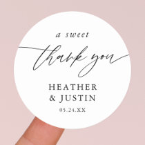 Elegant A Sweet Thank You Wedding Favor Classic Round Sticker