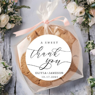 Elegant A Sweet Thank You Wedding Favor Classic Round Sticker